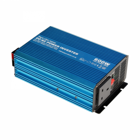 600W 12V pure sine wave power inverter 230V AC output (UK socket), with powerful USB charging port