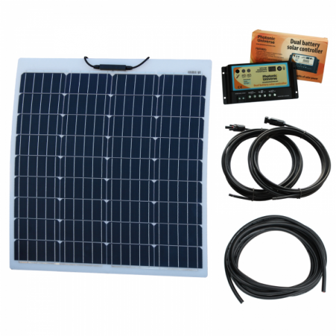 80W 12V Reinforced semi-flexible dual battery solar charging kit