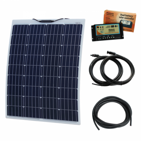 100W 12V Reinforced semi-flexible dual battery solar charging kit