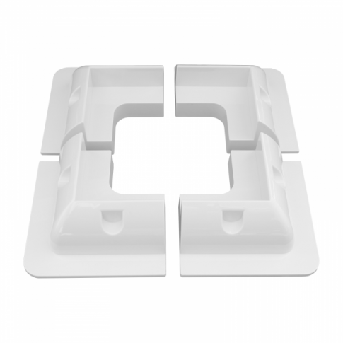 Set of 4 lightweight white plastic corner mounting brackets for campervan, caravan, motorhome, boat or any flat roofs and surfaces