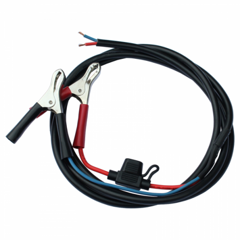 2m 2.5mm dual core battery cable with crocodile clips and 5A fuse